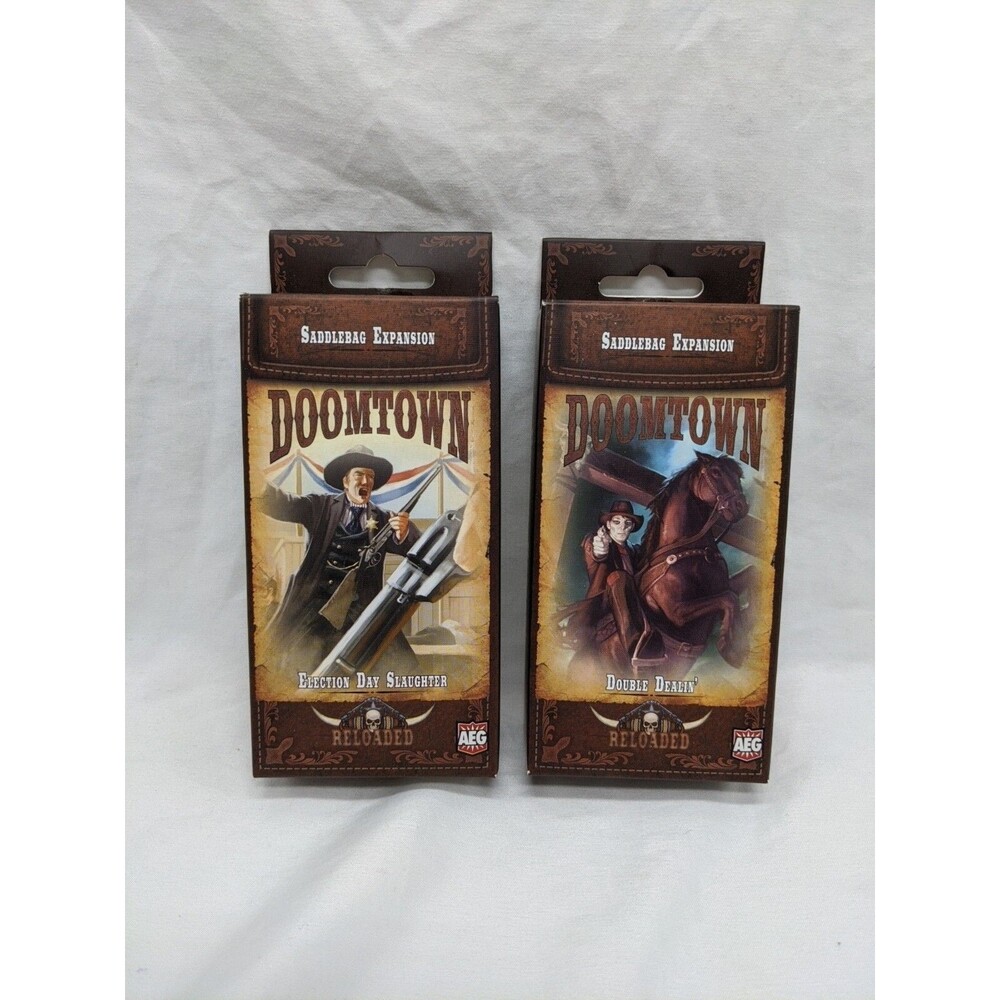 Set Of (2) Doomtown Reloaded Expansions Election Day Slaughter Double Dealin